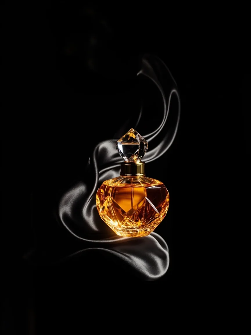 VELOUR №9 faceted amber flacon wrapped in flowing silk