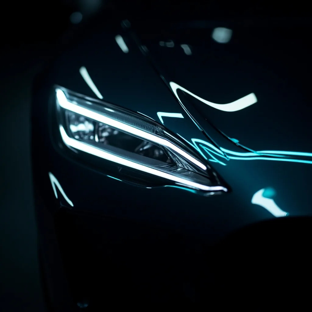 AXIOM ONE LED headlight and glossy body line close-up